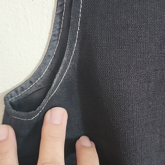 Kasper ASL vintage black shift tank dress with contrasting stitching sz 10 - Picture 6 of 16